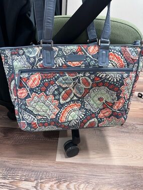 Vera Bradley Blue Floral Quilted Laptop Bag